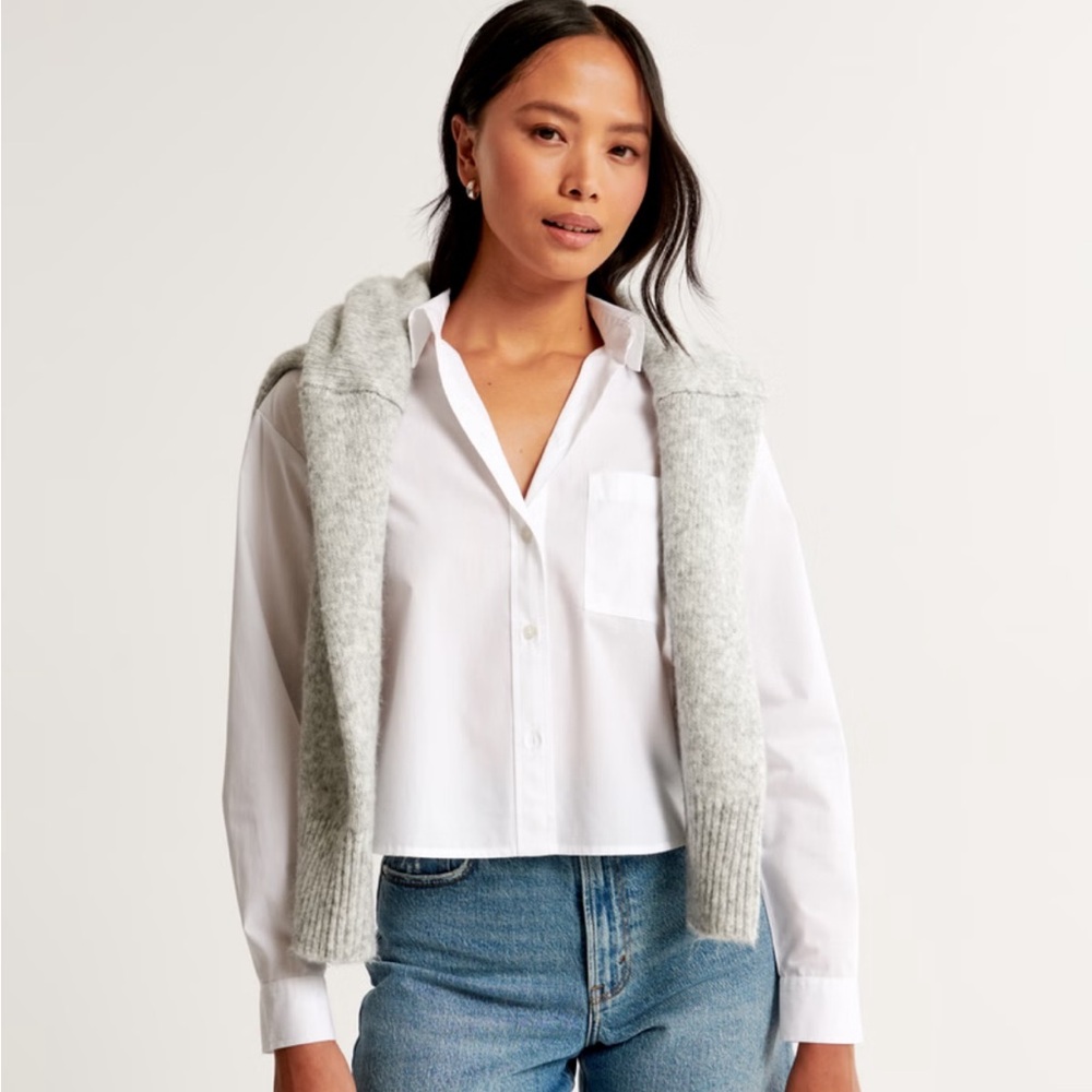 Abercrombie Oversized Cropped Button Up Shirt